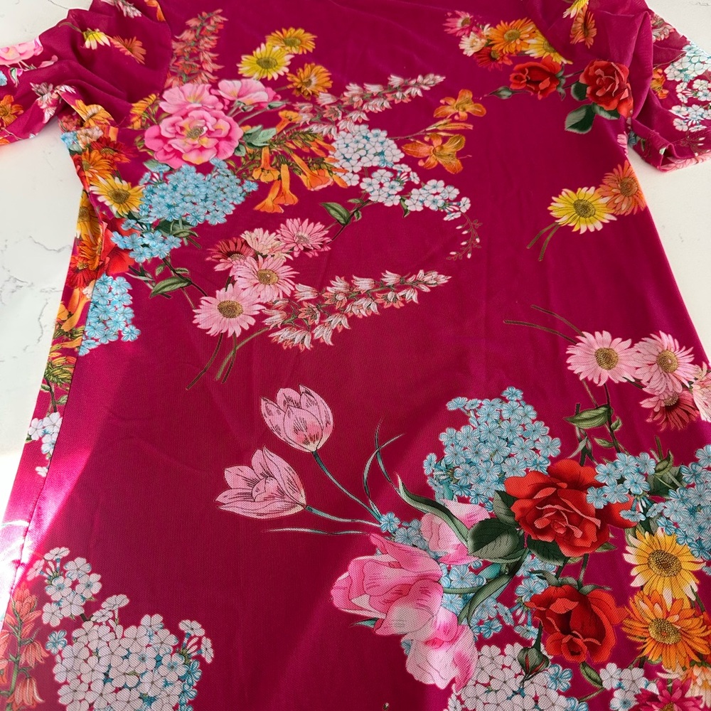 Floral Maxi Dress in Vibrant Pink